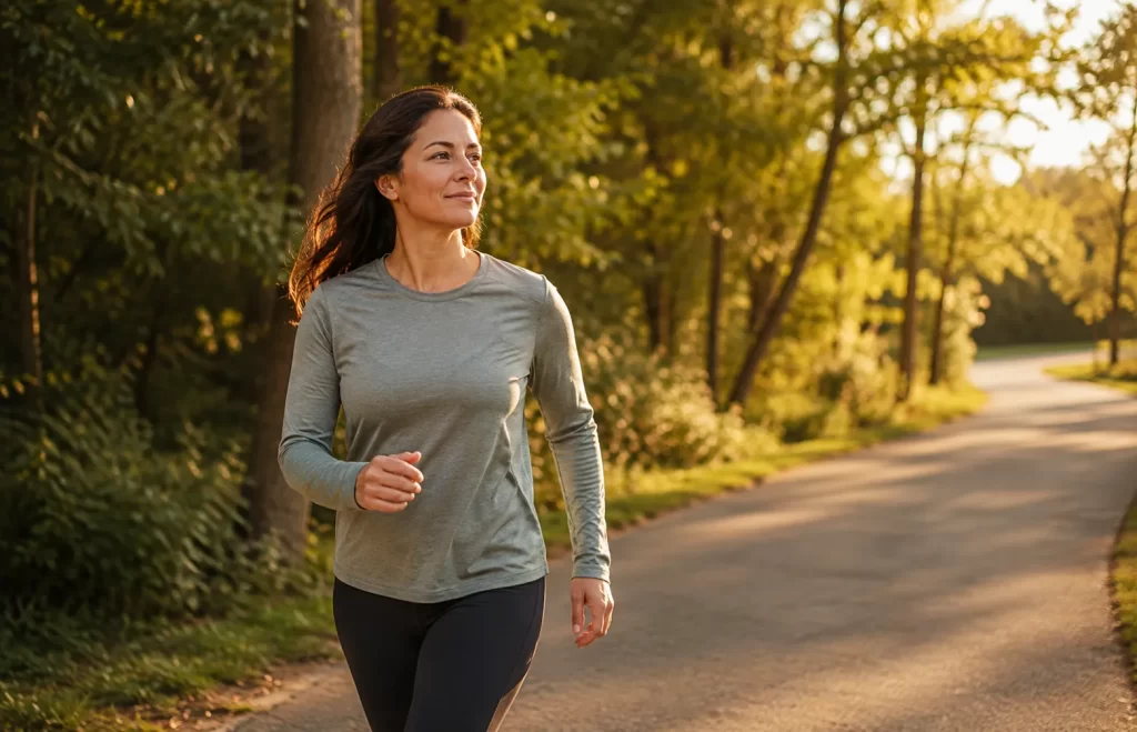 Active woman outdoors with renewed energy